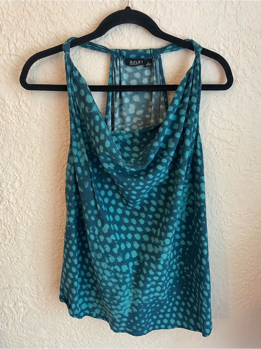 a.n.a Teal Spot Cowl Neck Racerback Tank